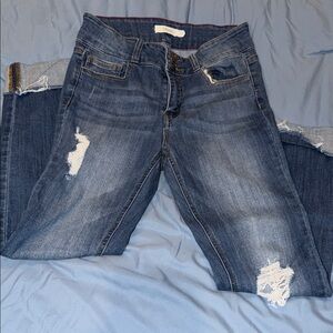 Cello Women's Dark Blue Distressed Boyfriend Jeans